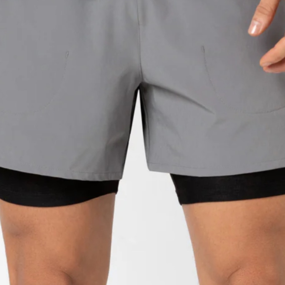 Men's Gray Hybrid 2-in-1 Training Shorts with Black Compression Liner
